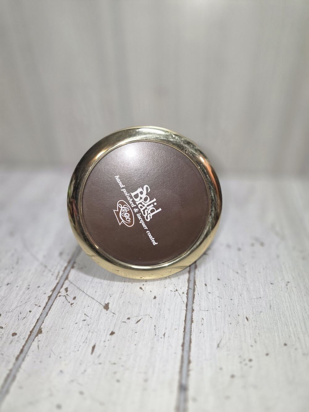 Vintage 80s Solid Brass Round Picture Frame Hand Polished Lego Laquer Coated